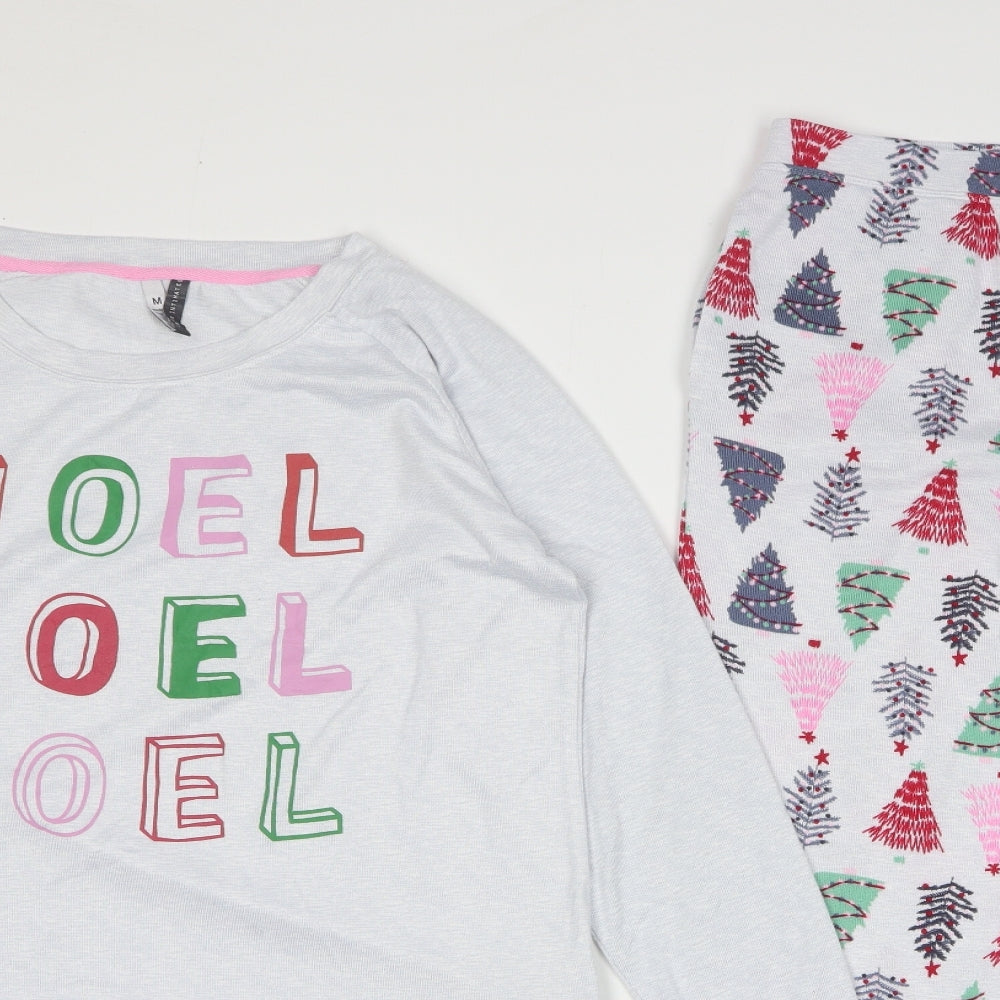 Jacyln Intimates Womens Grey Geometric Polyester Top Pyjama Set Size M - Christmas