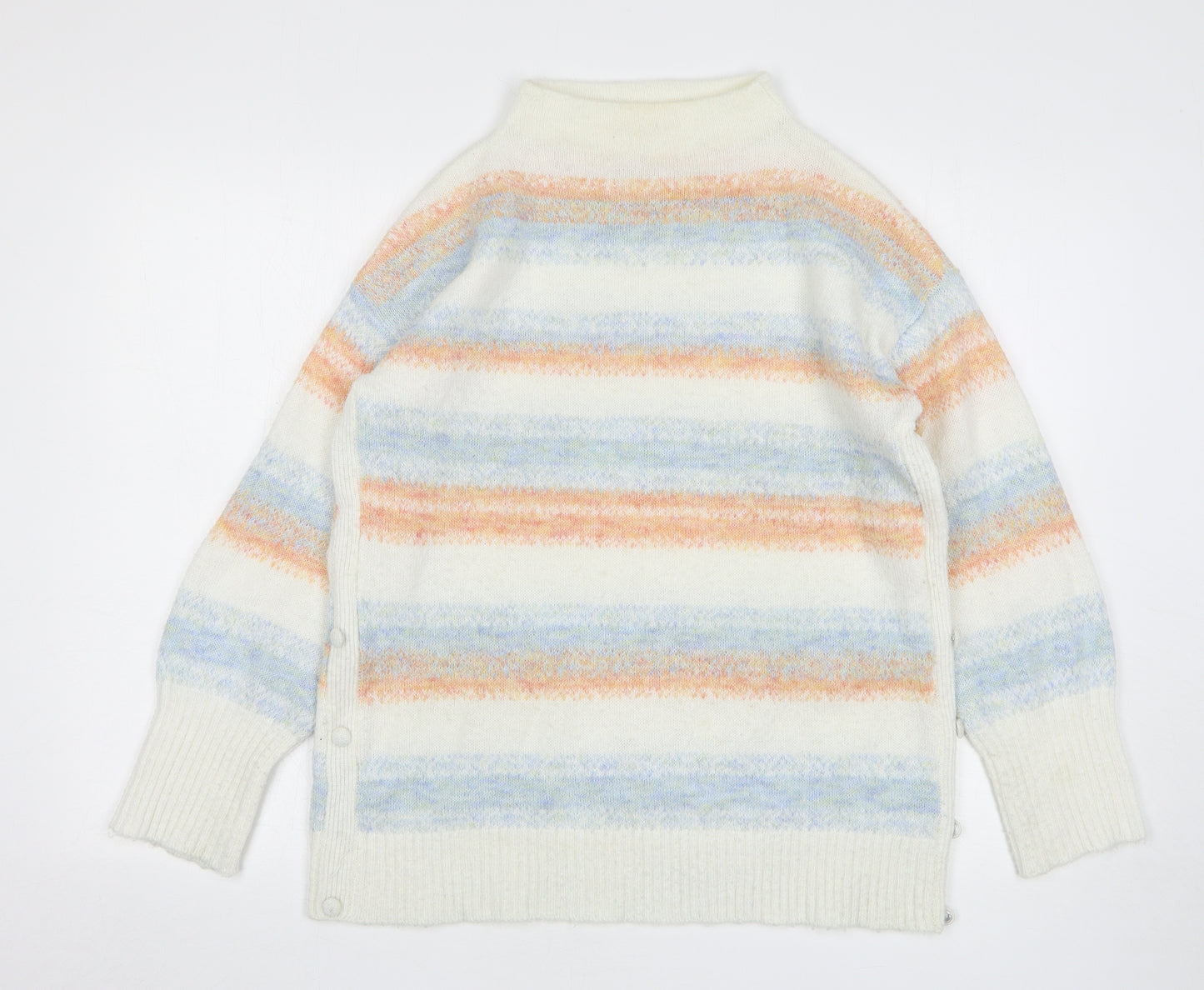 Monsoon Womens Multicoloured High Neck Striped Polyester Pullover Jumper Size M