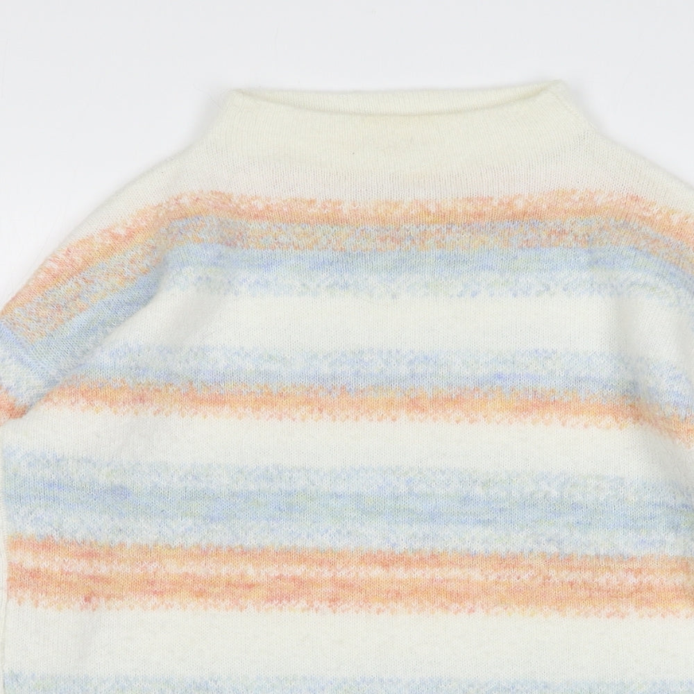 Monsoon Womens Multicoloured High Neck Striped Polyester Pullover Jumper Size M