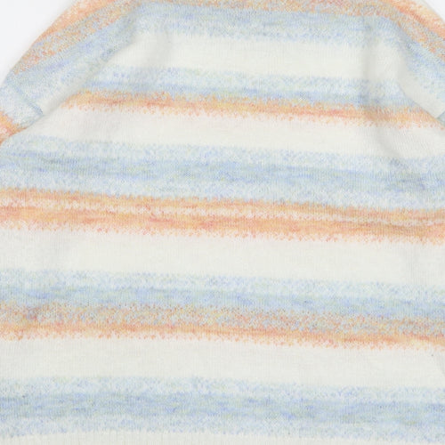 Monsoon Womens Multicoloured High Neck Striped Polyester Pullover Jumper Size M
