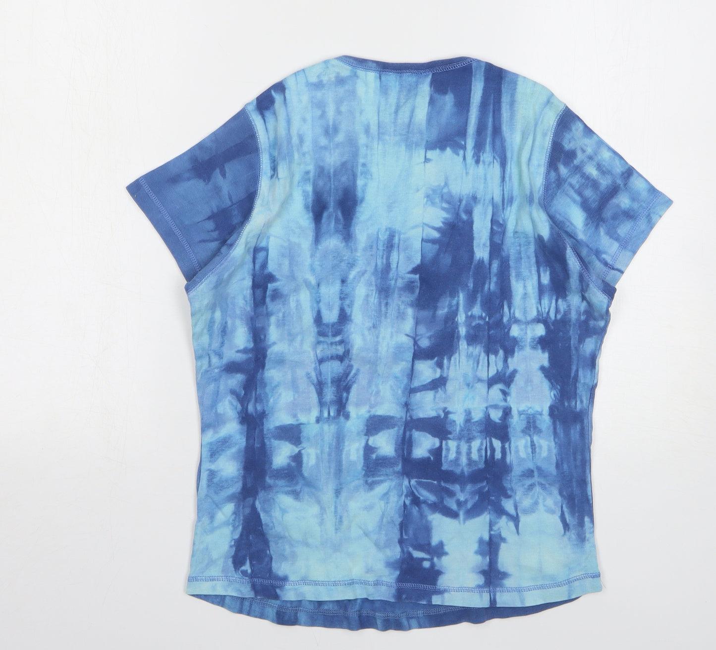 New Look Womens Blue Geometric Cotton Basic T-Shirt Size 16 Round Neck - Tie-Dye Star