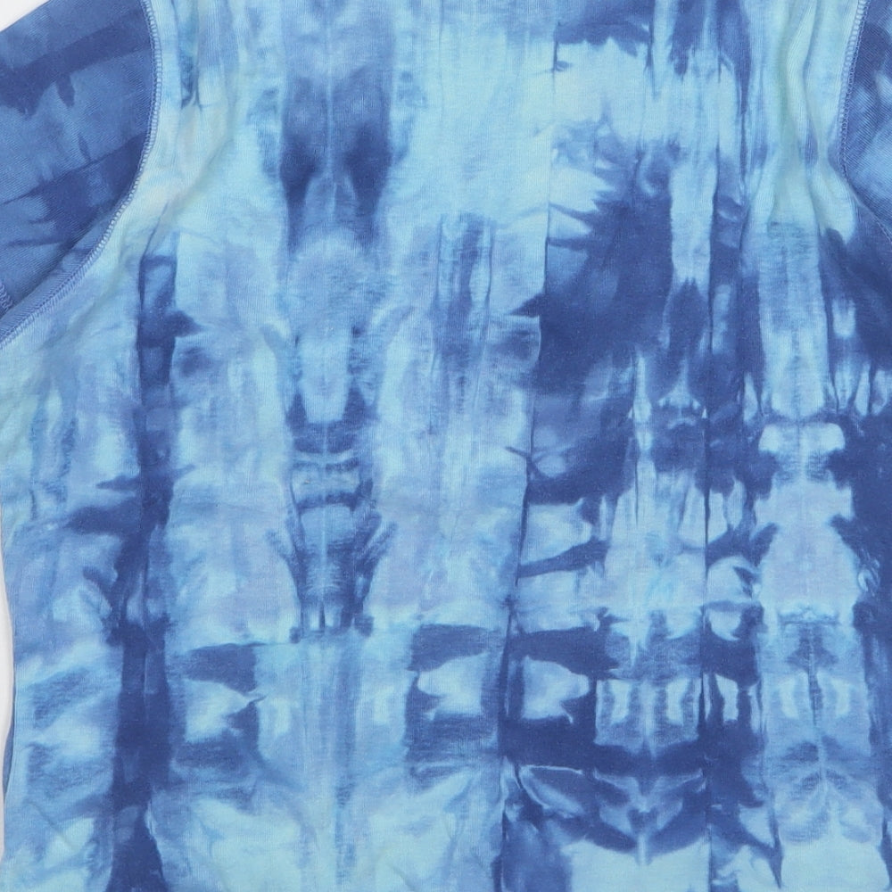 New Look Womens Blue Geometric Cotton Basic T-Shirt Size 16 Round Neck - Tie-Dye Star