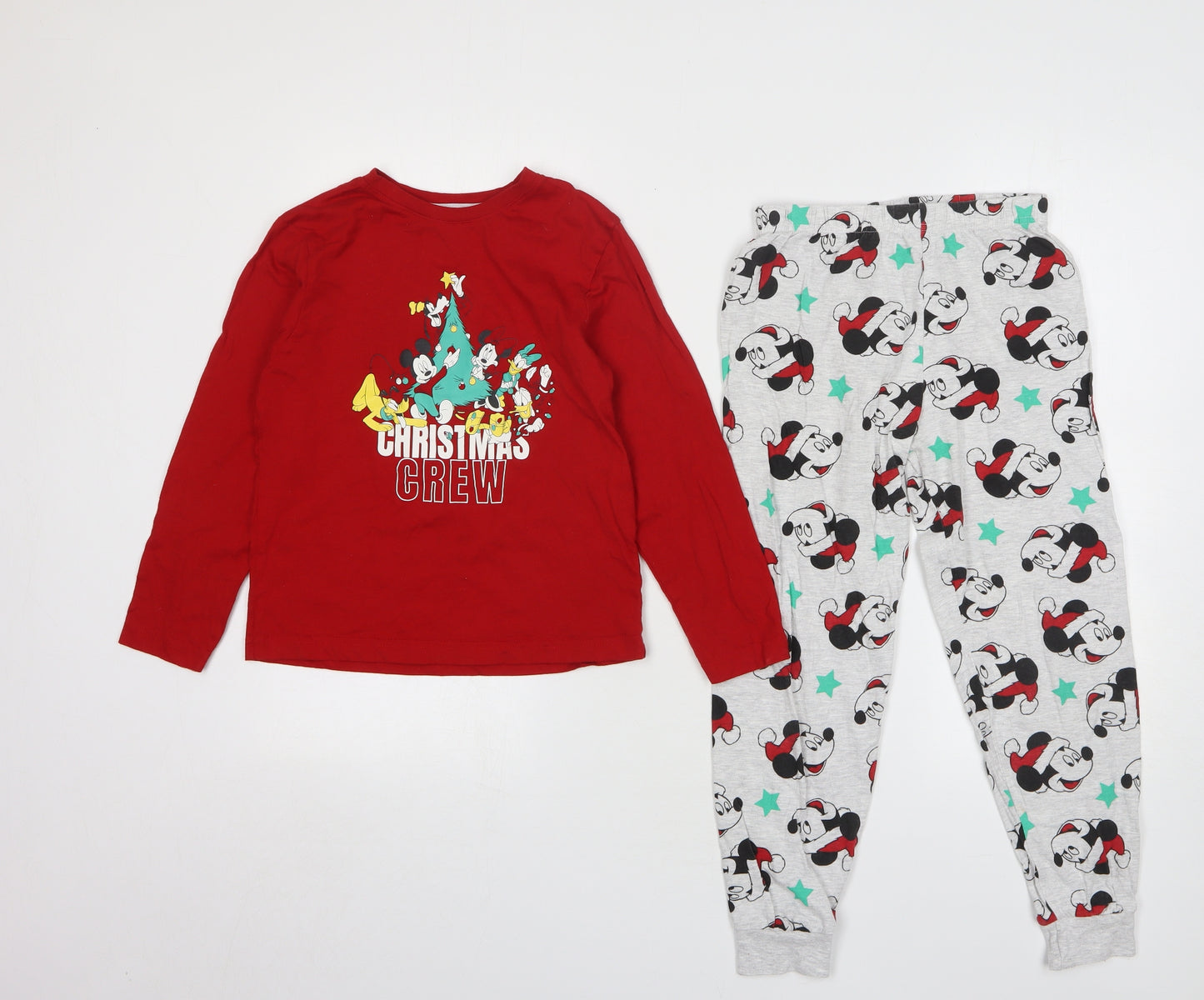 Primark Boys Multicoloured Geometric Cotton Pyjama Set Size 7-8 Years Pullover - Disney Christmas
