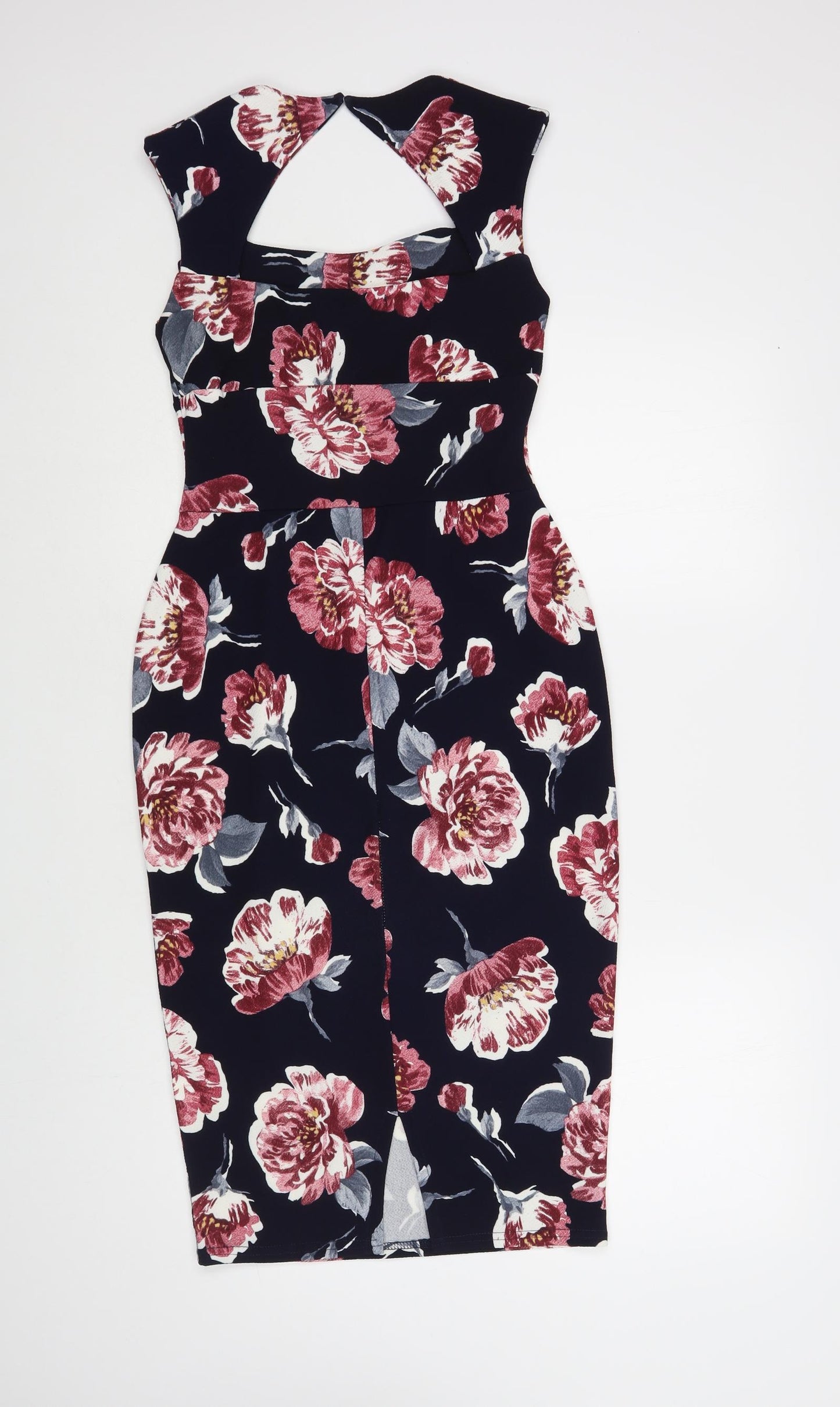 Boohoo Womens Blue Floral Polyester Bodycon Size 10 Sweetheart Pullover