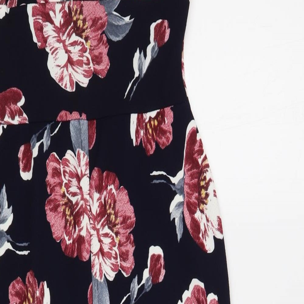 Boohoo Womens Blue Floral Polyester Bodycon Size 10 Sweetheart Pullover