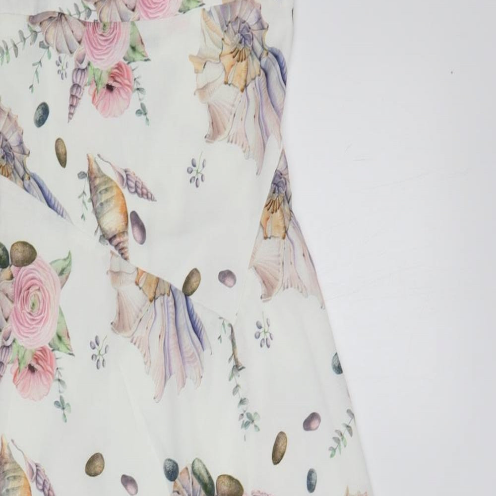 SheIn Womens White Floral Polyester Maxi Size XS Square Neck Zip - Lace Detail