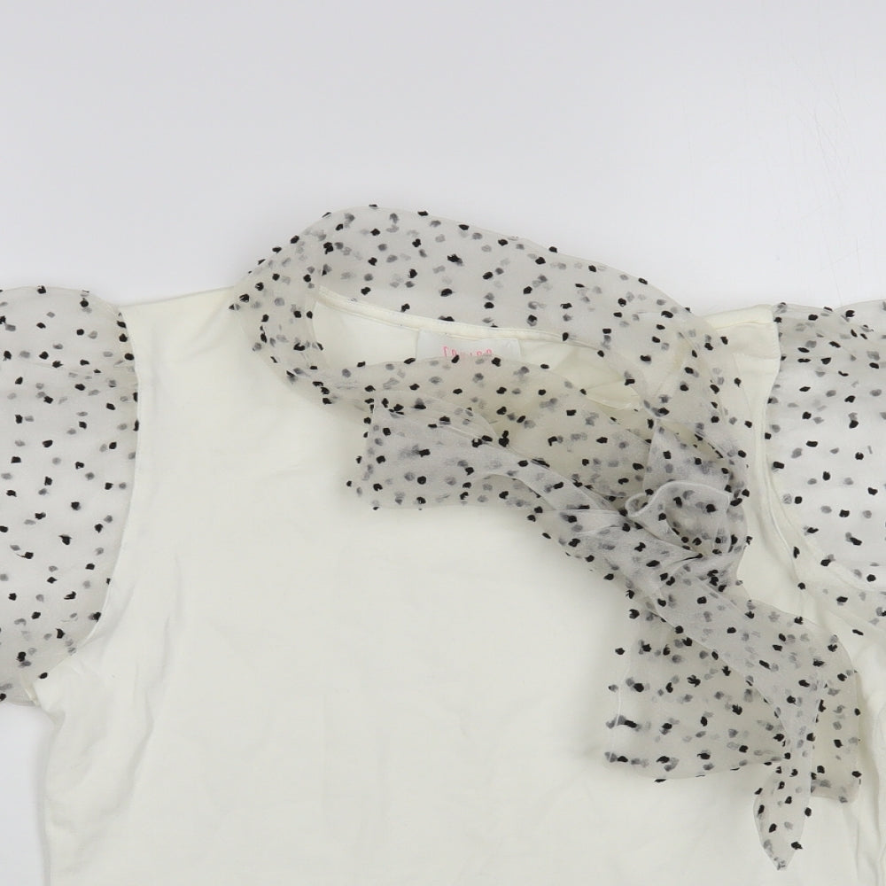 Savida Womens White Polka Dot Polyester Basic Blouse Size M Collared