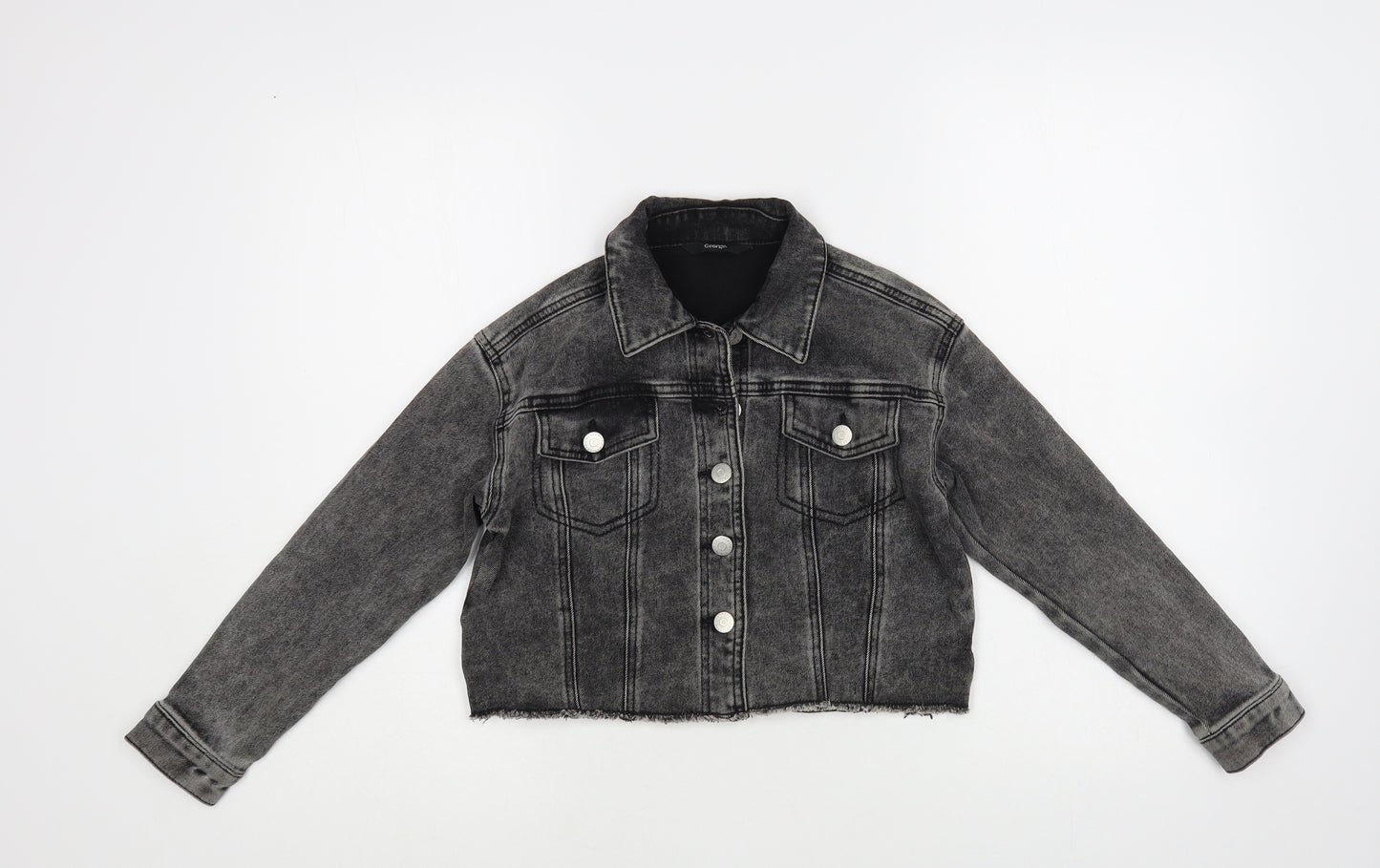 George Girls Grey Basic Jacket Jacket Size 7-8 Years Button