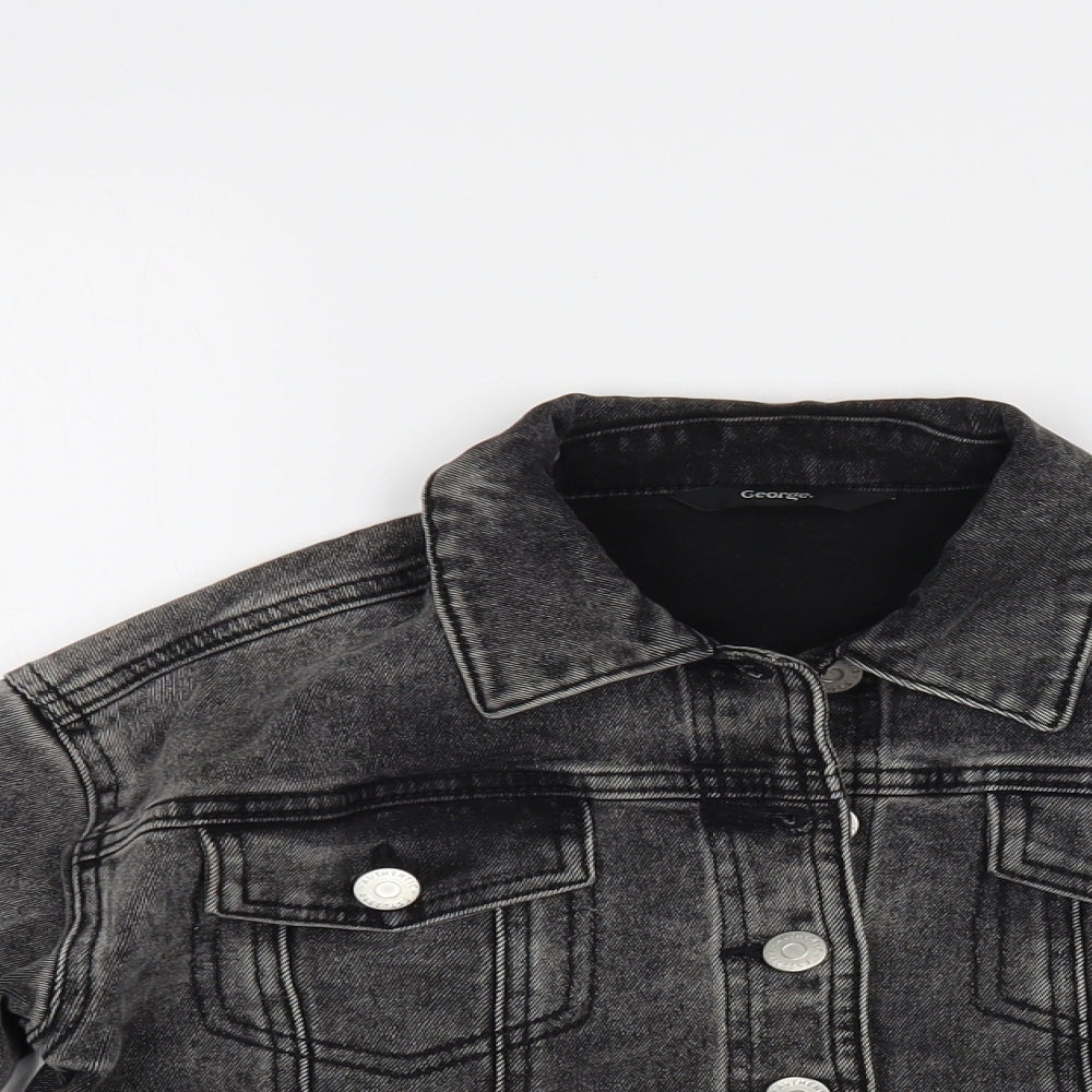 George Girls Grey Basic Jacket Jacket Size 7-8 Years Button