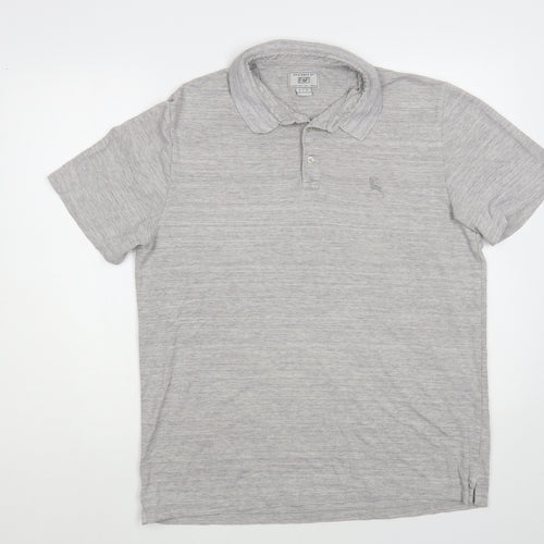 F&F Mens Grey Cotton Polo Size L Collared Button