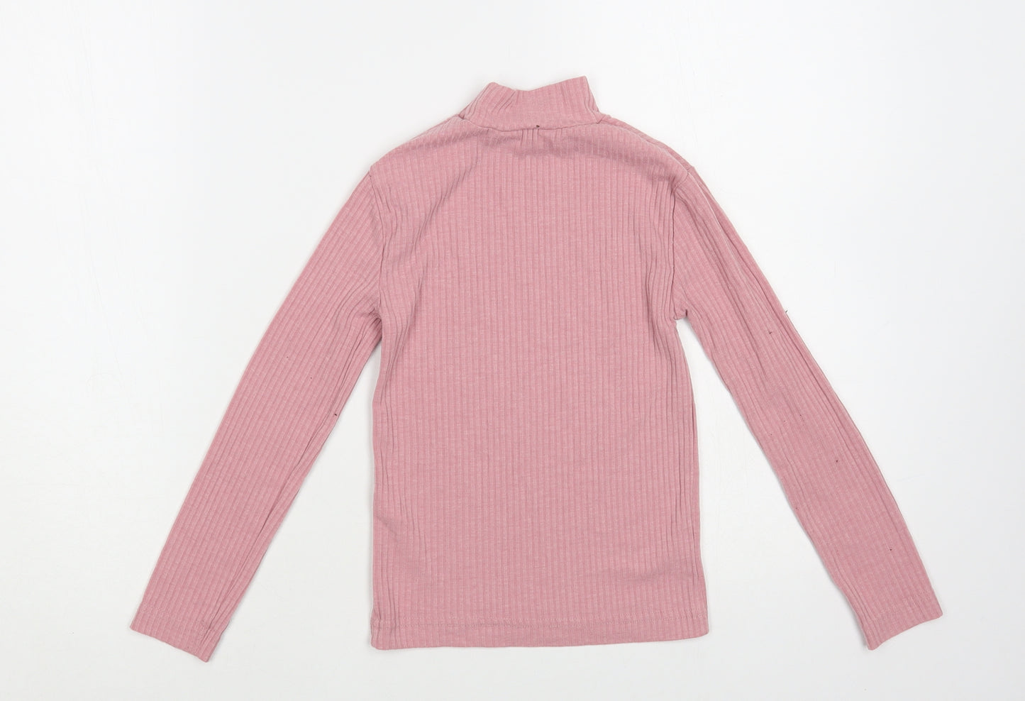 Primark Girls Pink Polyester Pullover T-Shirt Size 7-8 Years High Neck Pullover