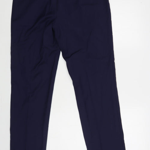Red Select Mens Blue Wool Trousers Size 32 in L31 in Regular Zip