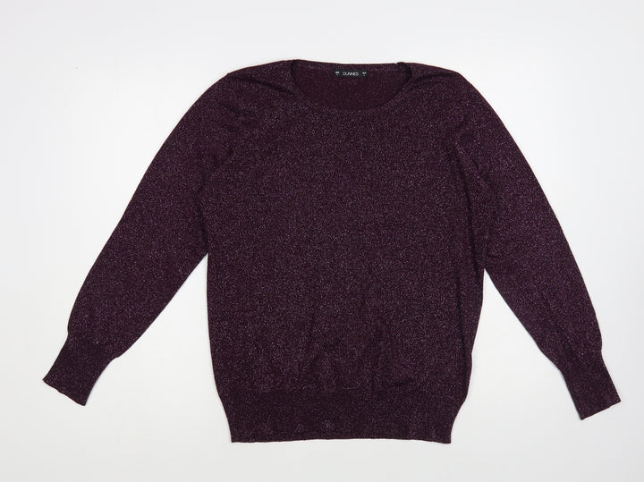 Dunnes Stores Womens Purple Crew Neck Viscose Pullover Jumper Size L