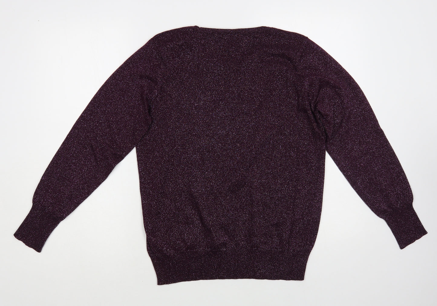 Dunnes Stores Womens Purple Crew Neck Viscose Pullover Jumper Size L