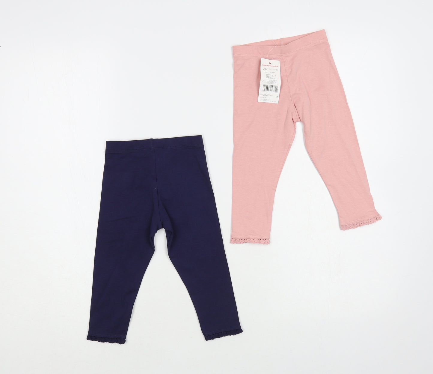 F&F Baby Multicoloured Cotton Jogger Leggings Size 9-12 Months Pullover - Set of 2