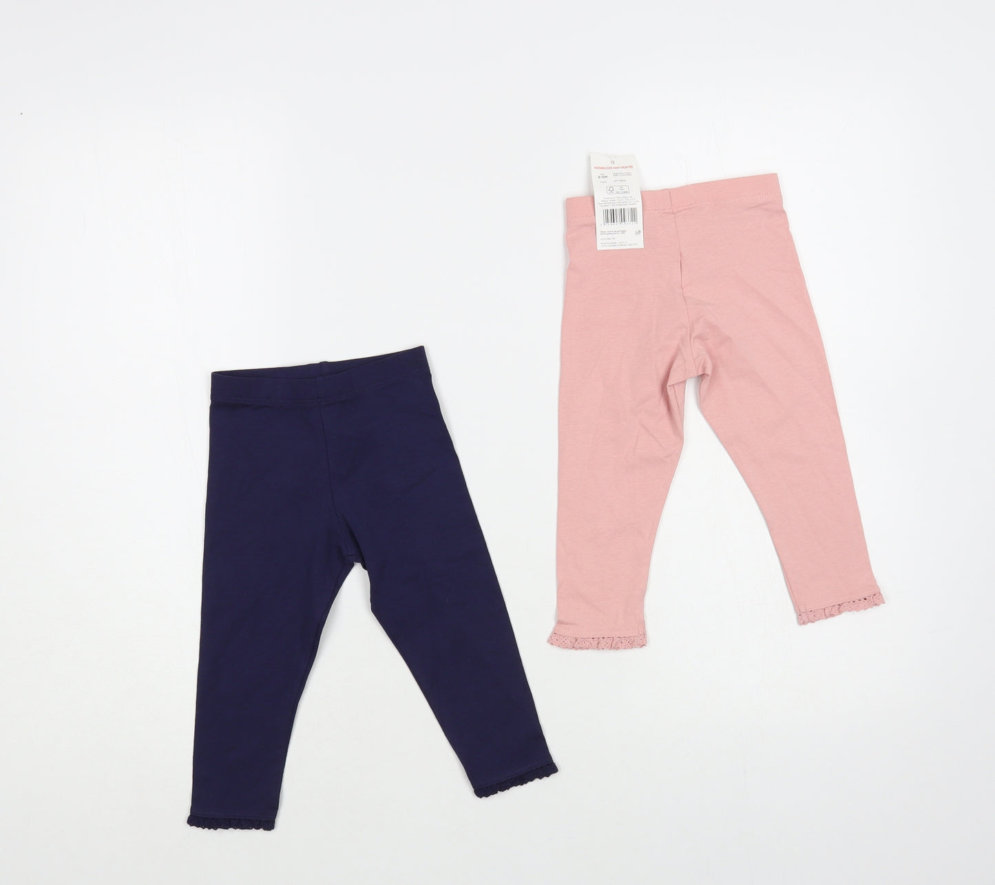 F&F Baby Multicoloured Cotton Jogger Leggings Size 9-12 Months Pullover - Set of 2