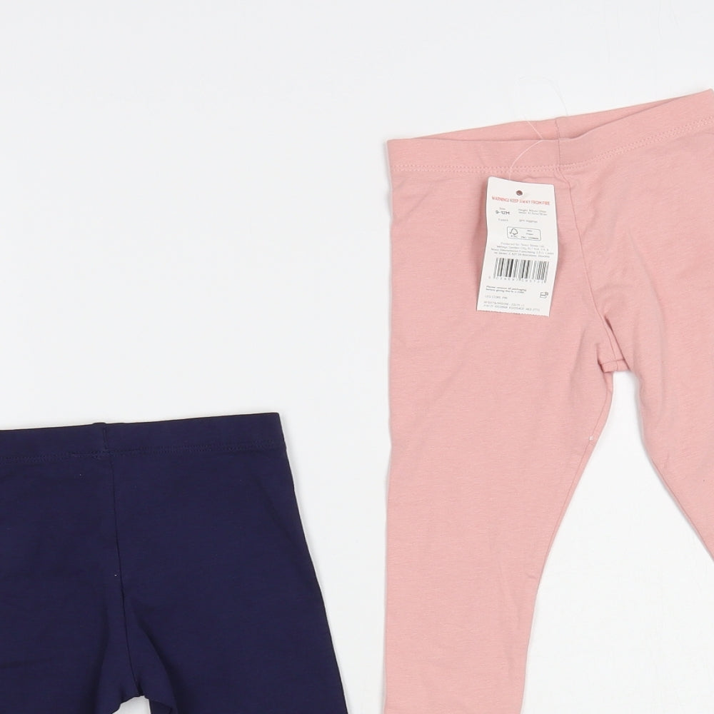 F&F Baby Multicoloured Cotton Jogger Leggings Size 9-12 Months Pullover - Set of 2