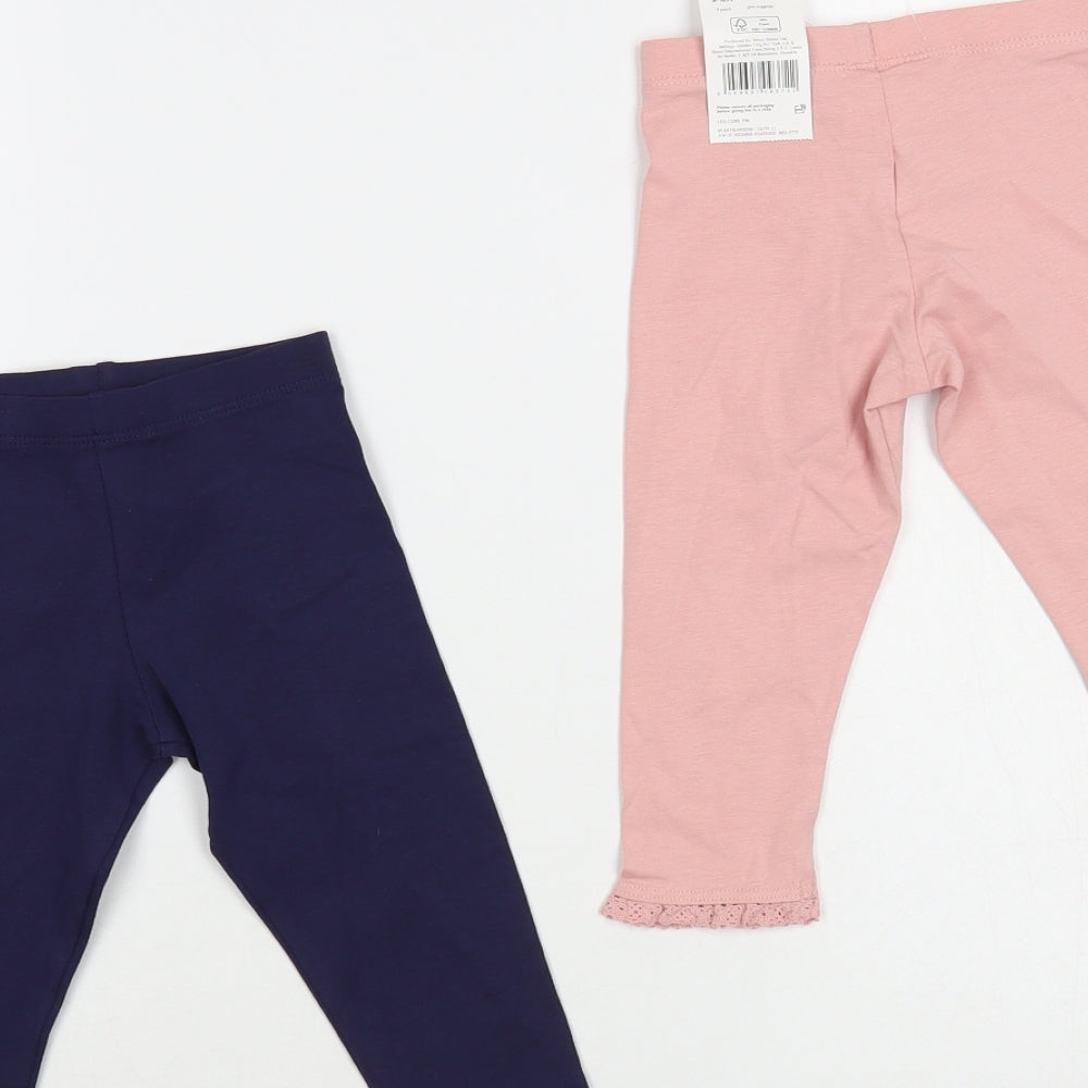 F&F Baby Multicoloured Cotton Jogger Leggings Size 9-12 Months Pullover - Set of 2