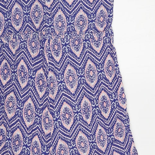 New Look Womens Blue Geometric Viscose Jumpsuit One-Piece Size 12 L18 in Drawstring - Cropped