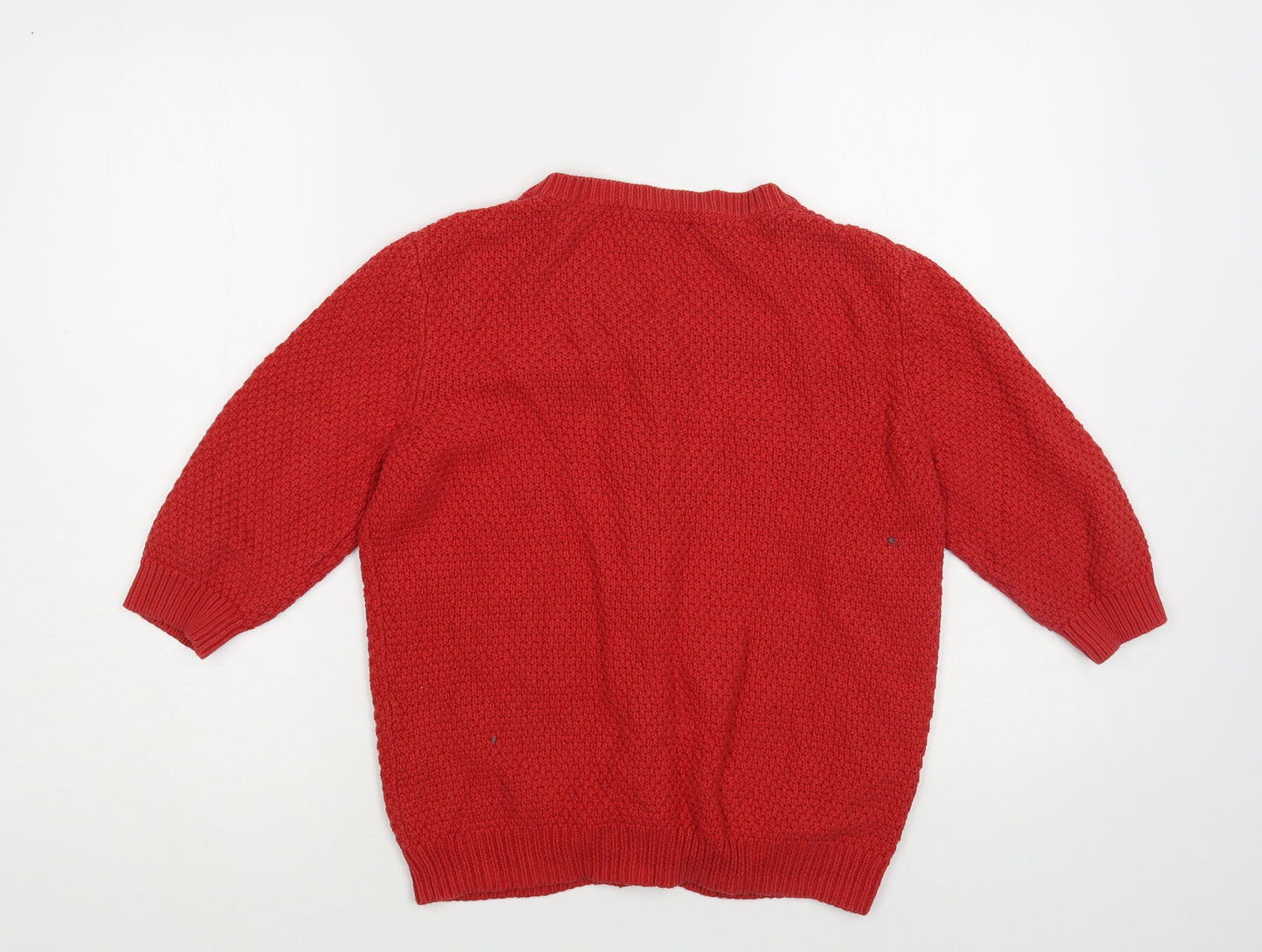 Boden Womens Red Round Neck Cotton Cardigan Jumper Size 12