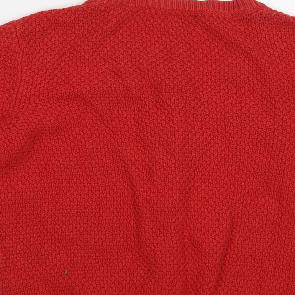 Boden Womens Red Round Neck Cotton Cardigan Jumper Size 12