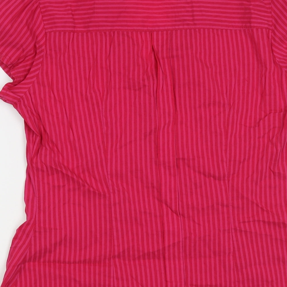 H&M Womens Pink Striped Viscose Basic Blouse Size 12 V-Neck