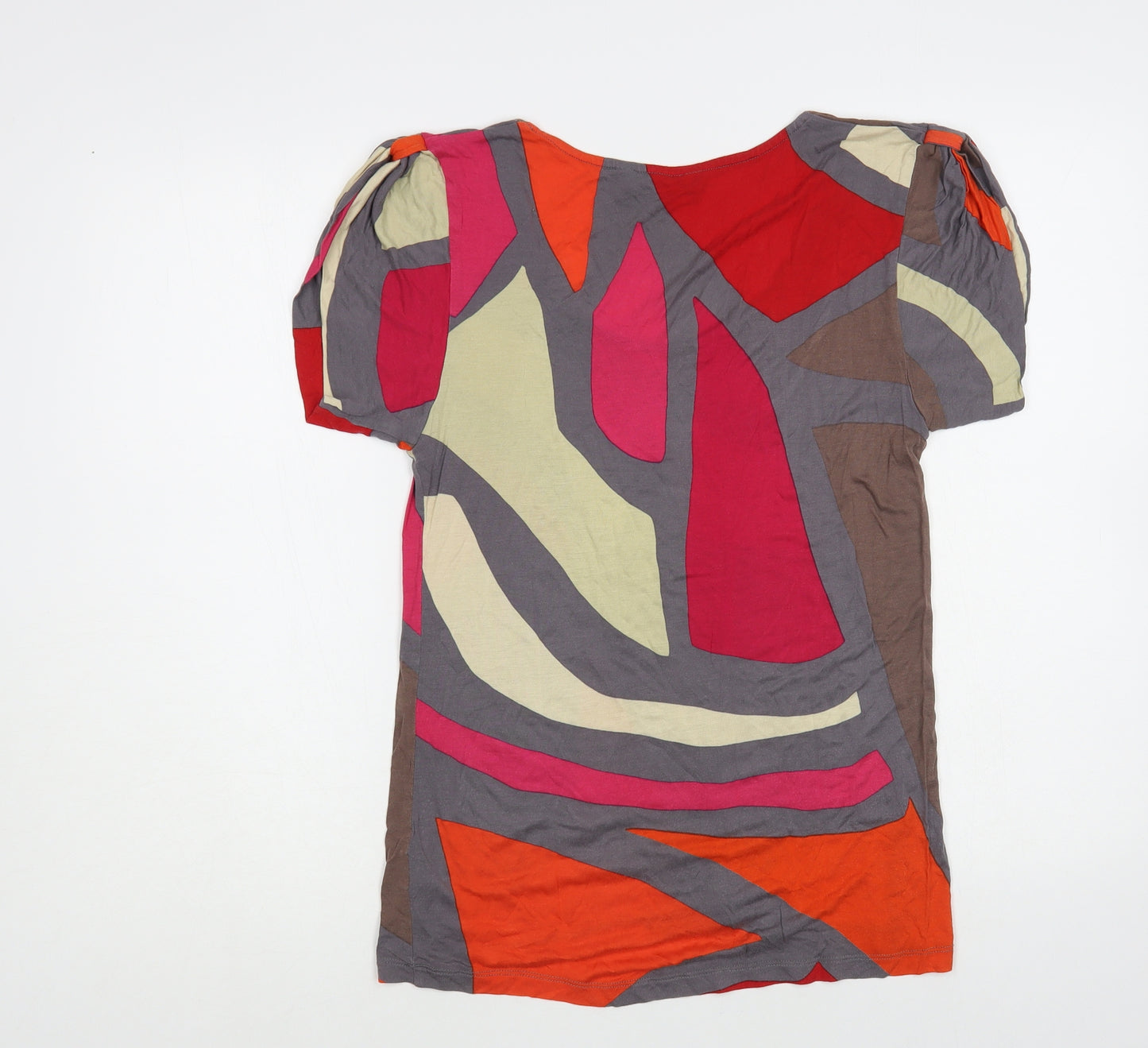 French Connection Womens Multicoloured Geometric Viscose Basic Blouse Size M Scoop Neck