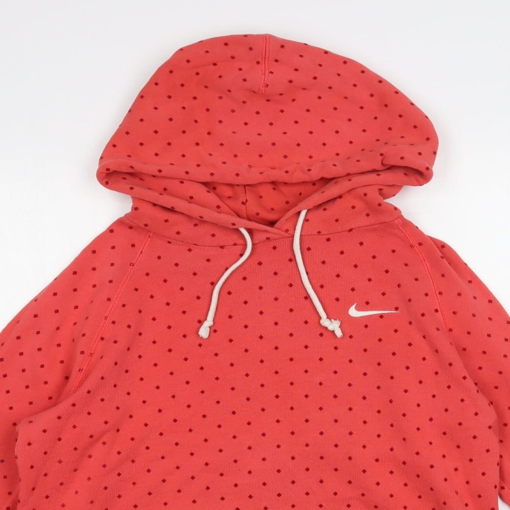 Nike Womens Pink Geometric Cotton Pullover Hoodie Size M Pullover