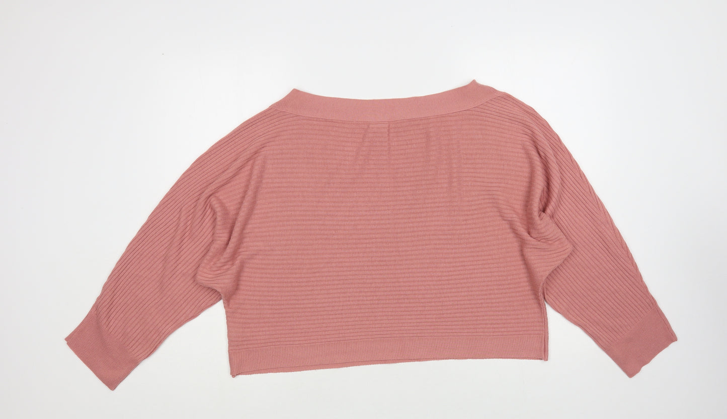 ASOS Womens Pink Boat Neck Acrylic Pullover Jumper Size 14