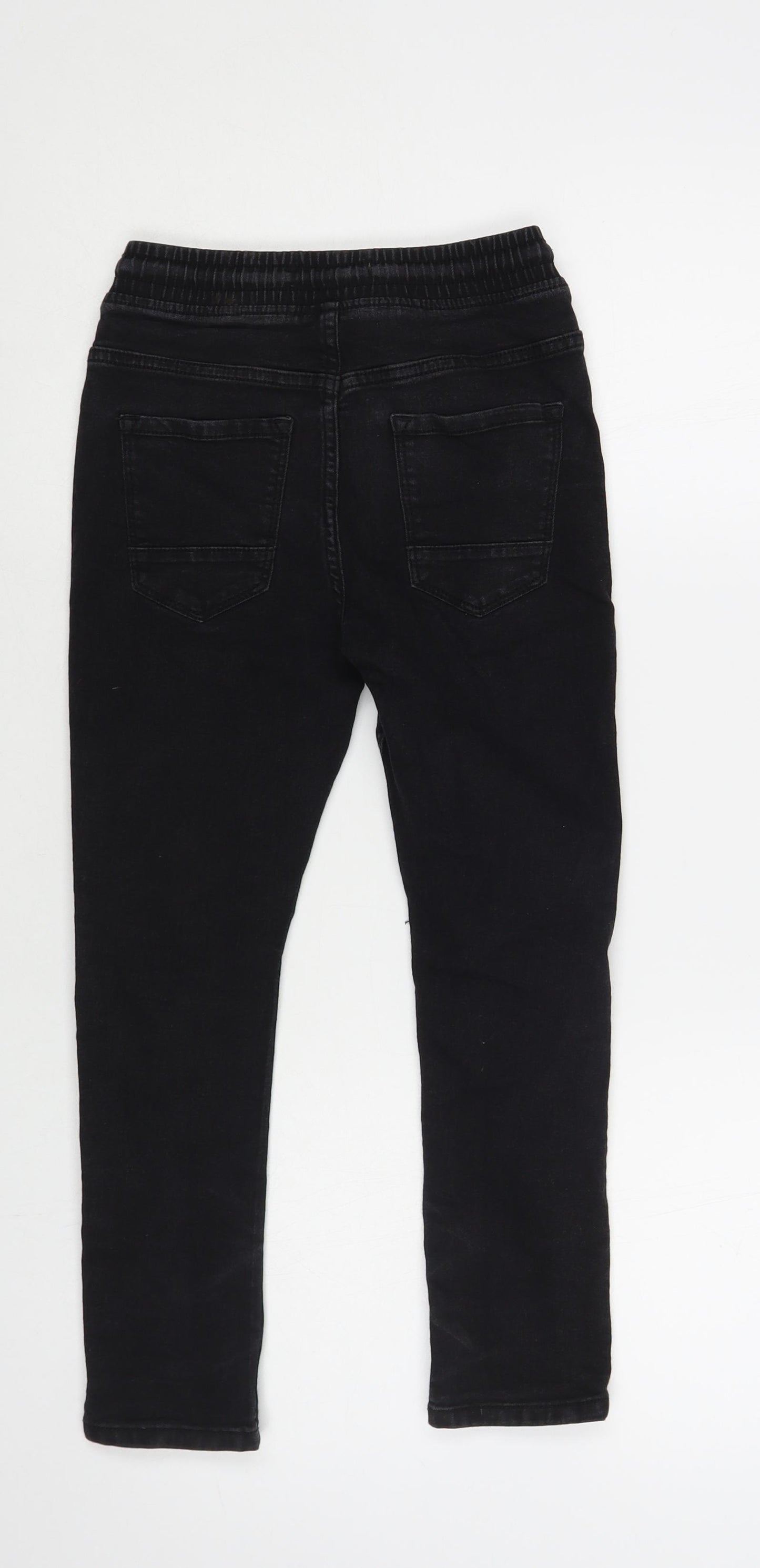 Studio Retail Boys Black Cotton Skinny Jeans Size 6-7 Years Regular Drawstring