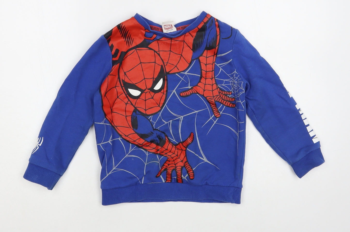 F&F Boys Blue Cotton Pullover Sweatshirt Size 5-6 Years Pullover - Spider-Man