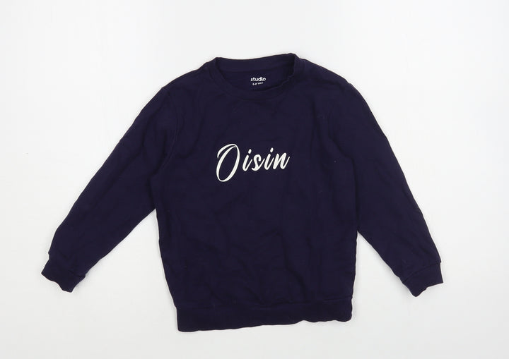 Studio Boys Blue Cotton Pullover Sweatshirt Size 5-6 Years Pullover - Oisin