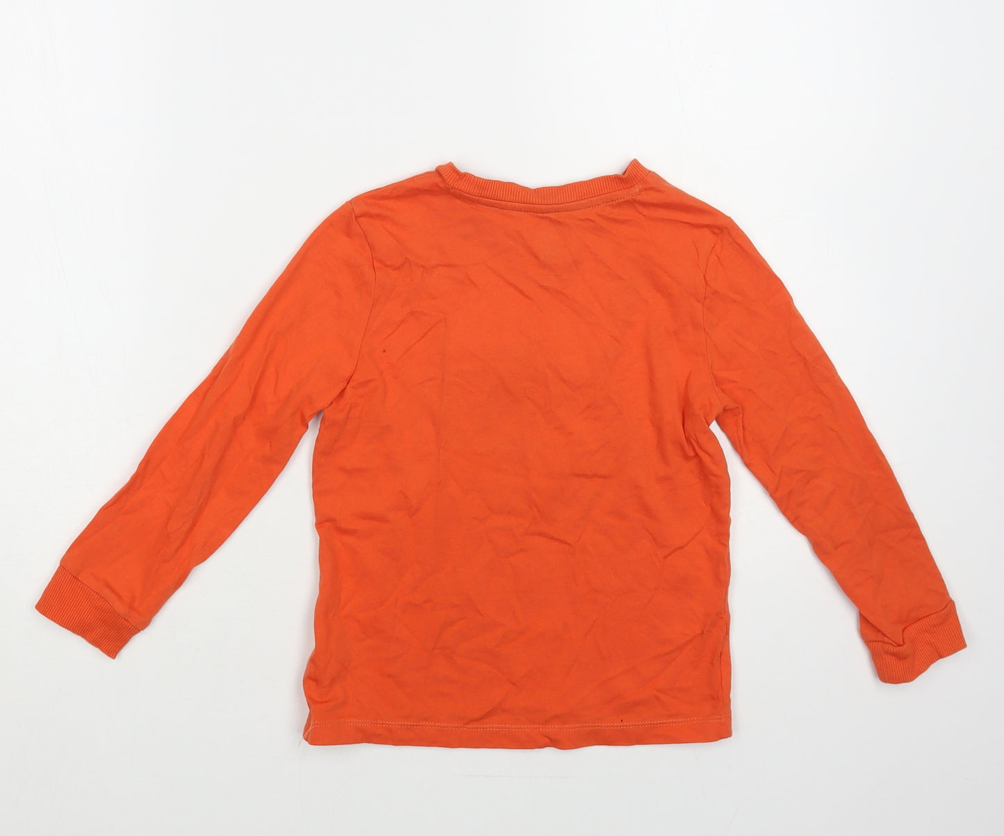 F&F Boys Orange Cotton Pullover T-Shirt Size 6-7 Years Crew Neck Pullover - Digger