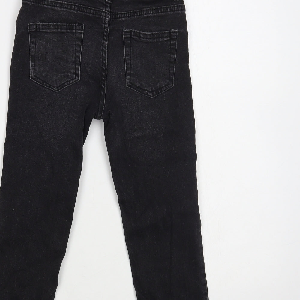 Denim & Co. Girls Black Cotton Skinny Jeans Size 6-7 Years Regular Button
