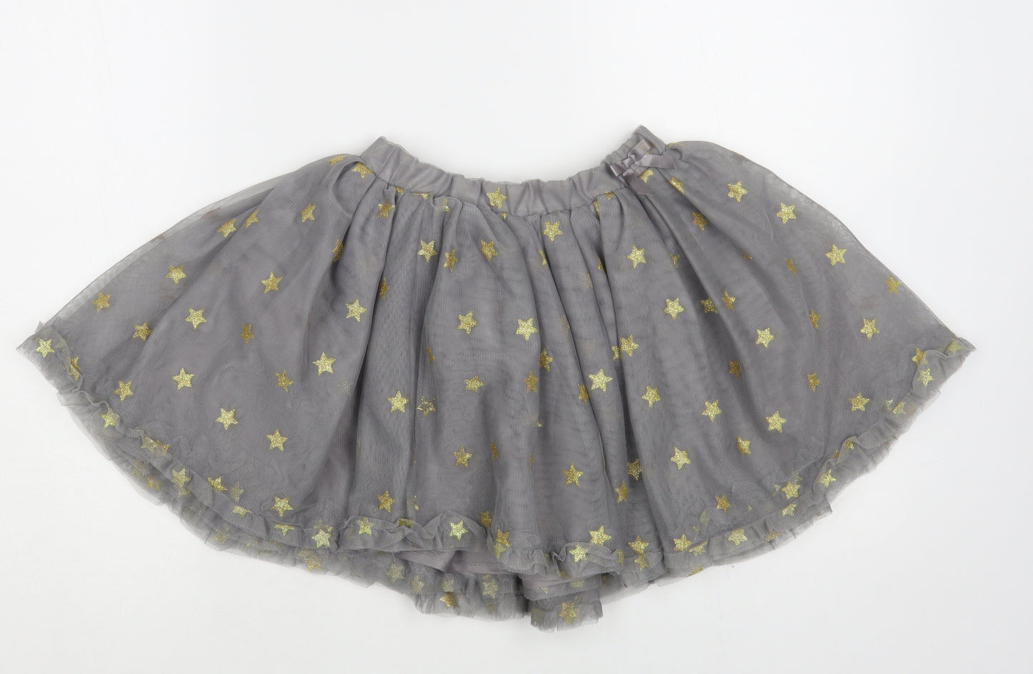 NEXT Girls Grey Geometric Polyester Skater Skirt Size 7-8 Years Regular - Star Print