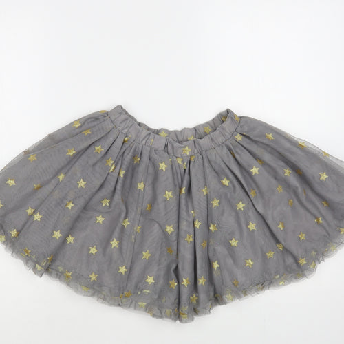 NEXT Girls Grey Geometric Polyester Skater Skirt Size 7-8 Years Regular - Star Print