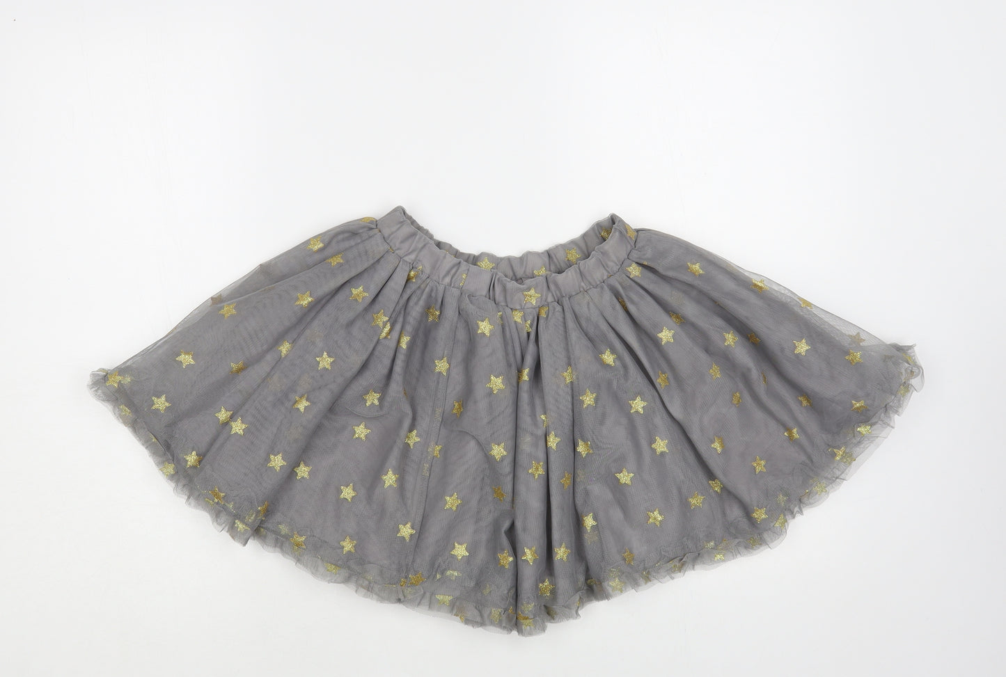 NEXT Girls Grey Geometric Polyester Skater Skirt Size 7-8 Years Regular - Star Print