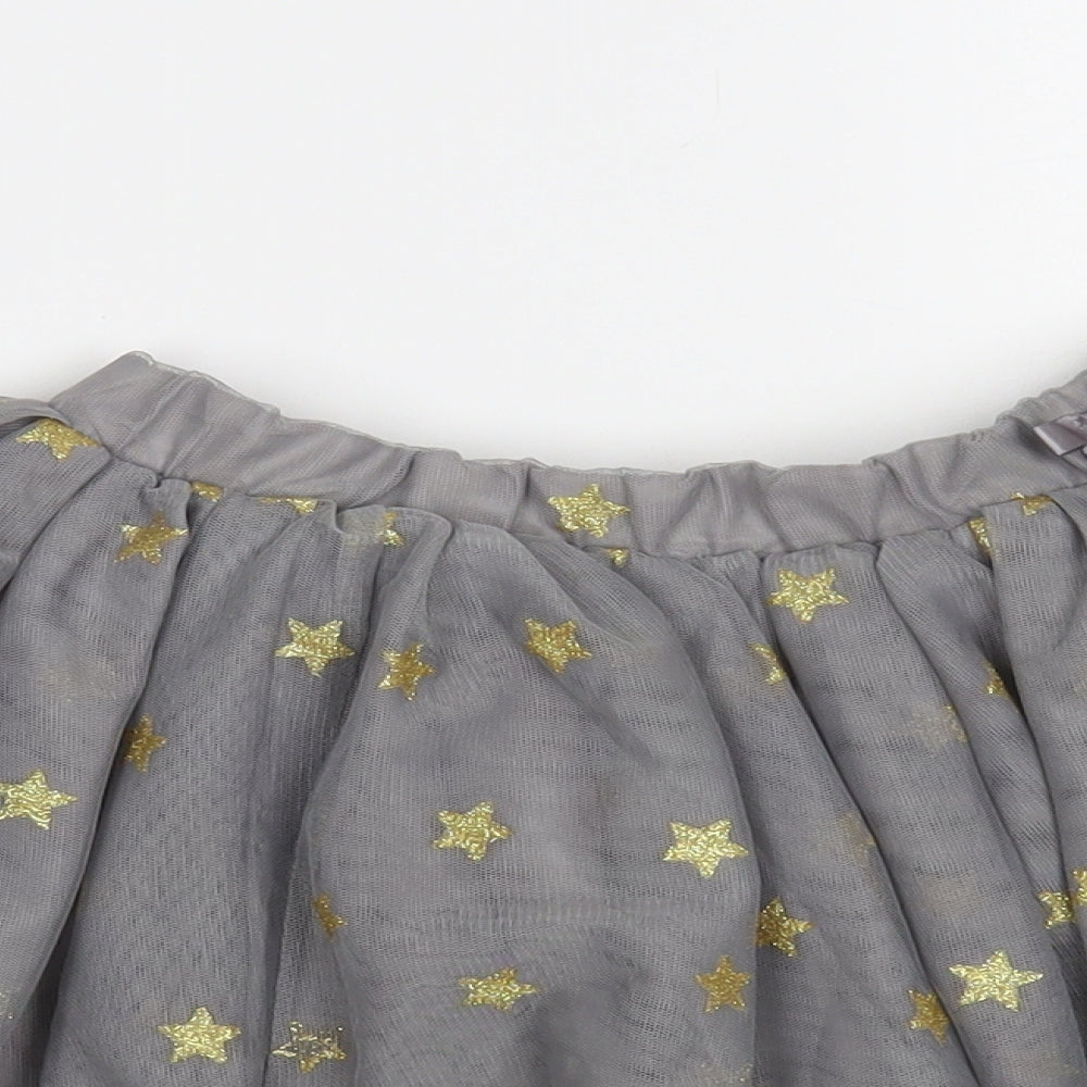 NEXT Girls Grey Geometric Polyester Skater Skirt Size 7-8 Years Regular - Star Print