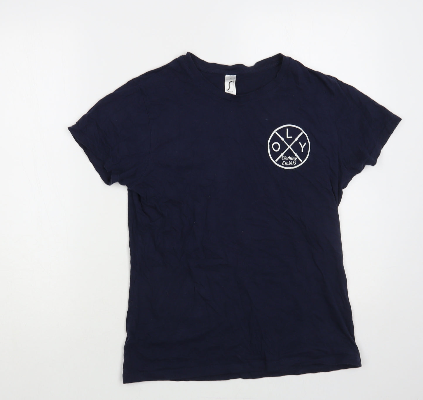OLY Clothing Womens Blue Cotton Basic T-Shirt Size L Crew Neck - Not All Heroes Wear Capes