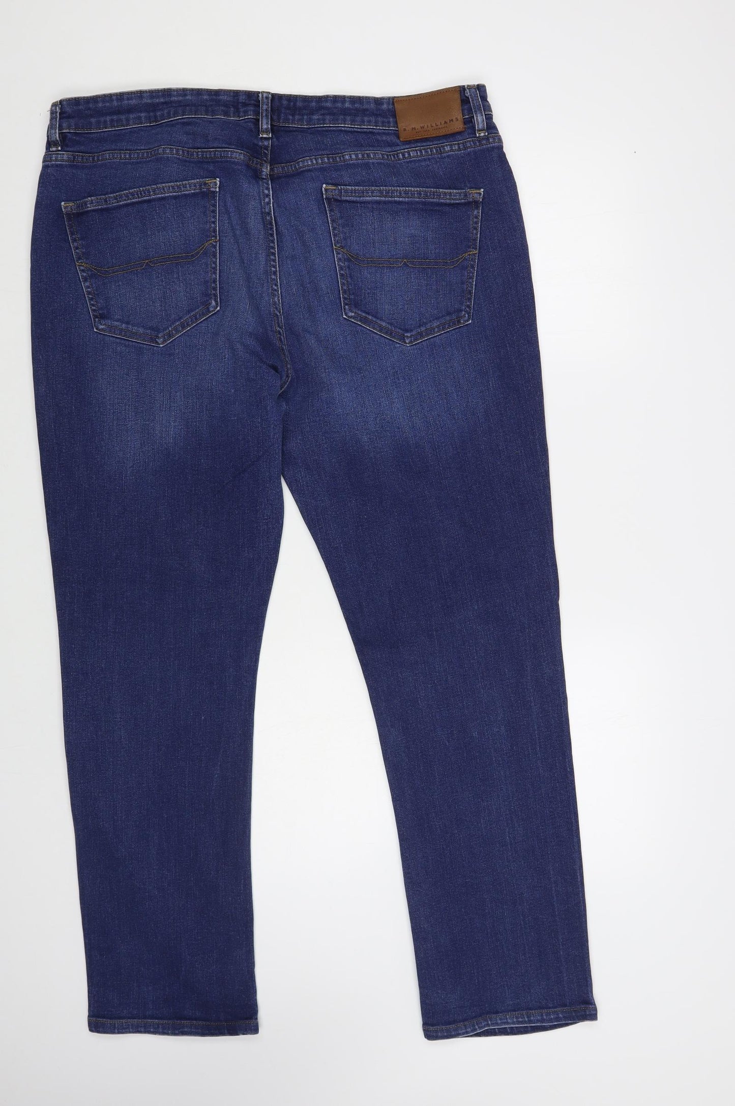 R.M. Williams Mens Blue Cotton Straight Jeans Size 40 in L34 in Regular Button