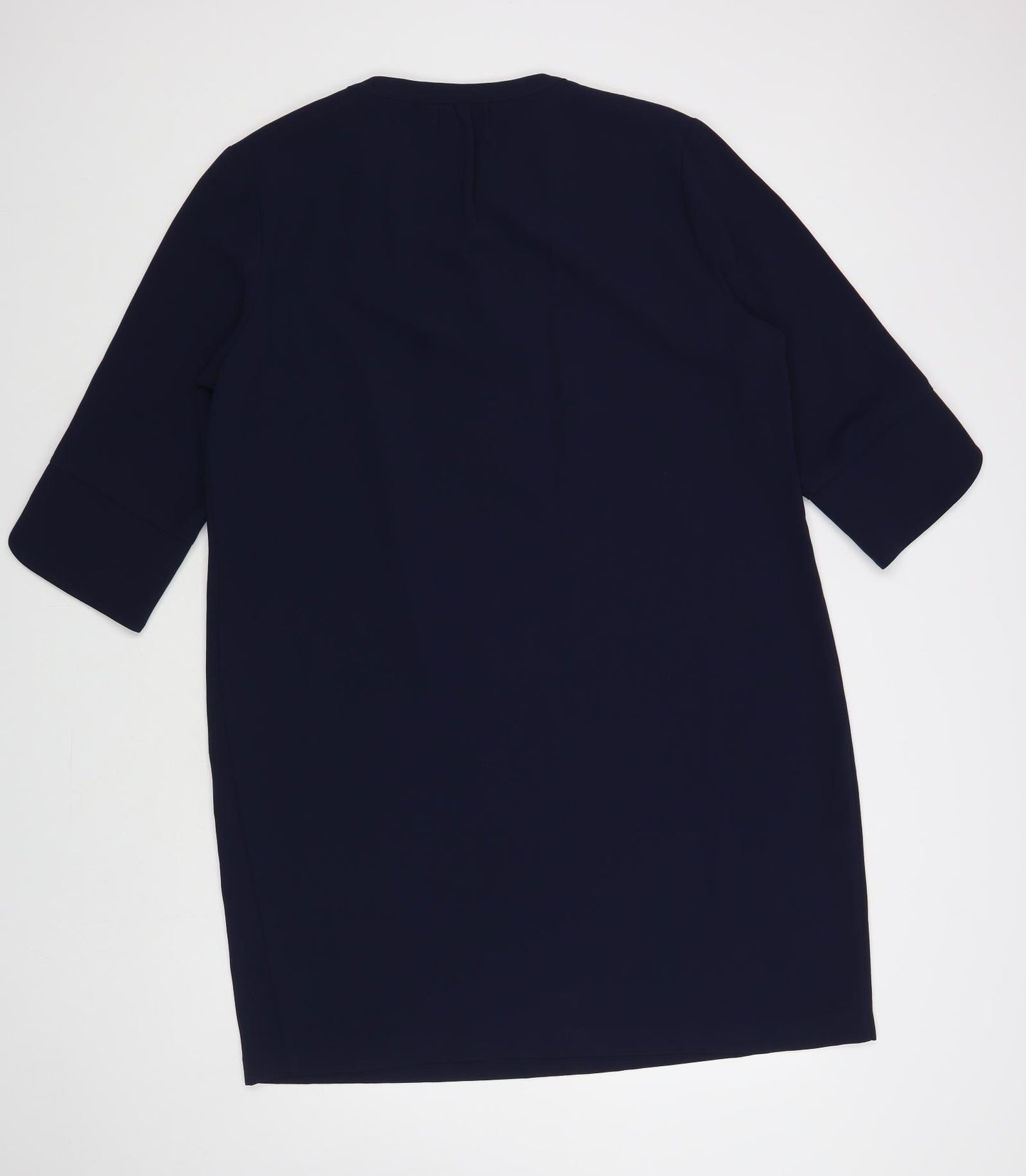 Marks and Spencer Womens Blue Polyester Shift Size 18 V-Neck Pullover