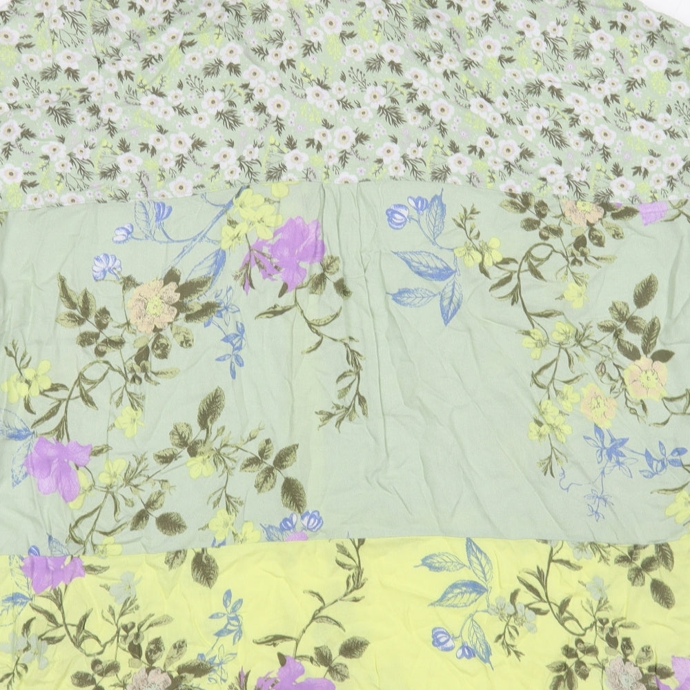 Yest Womens Green Floral Viscose Basic Button-Up Size 18 Collared