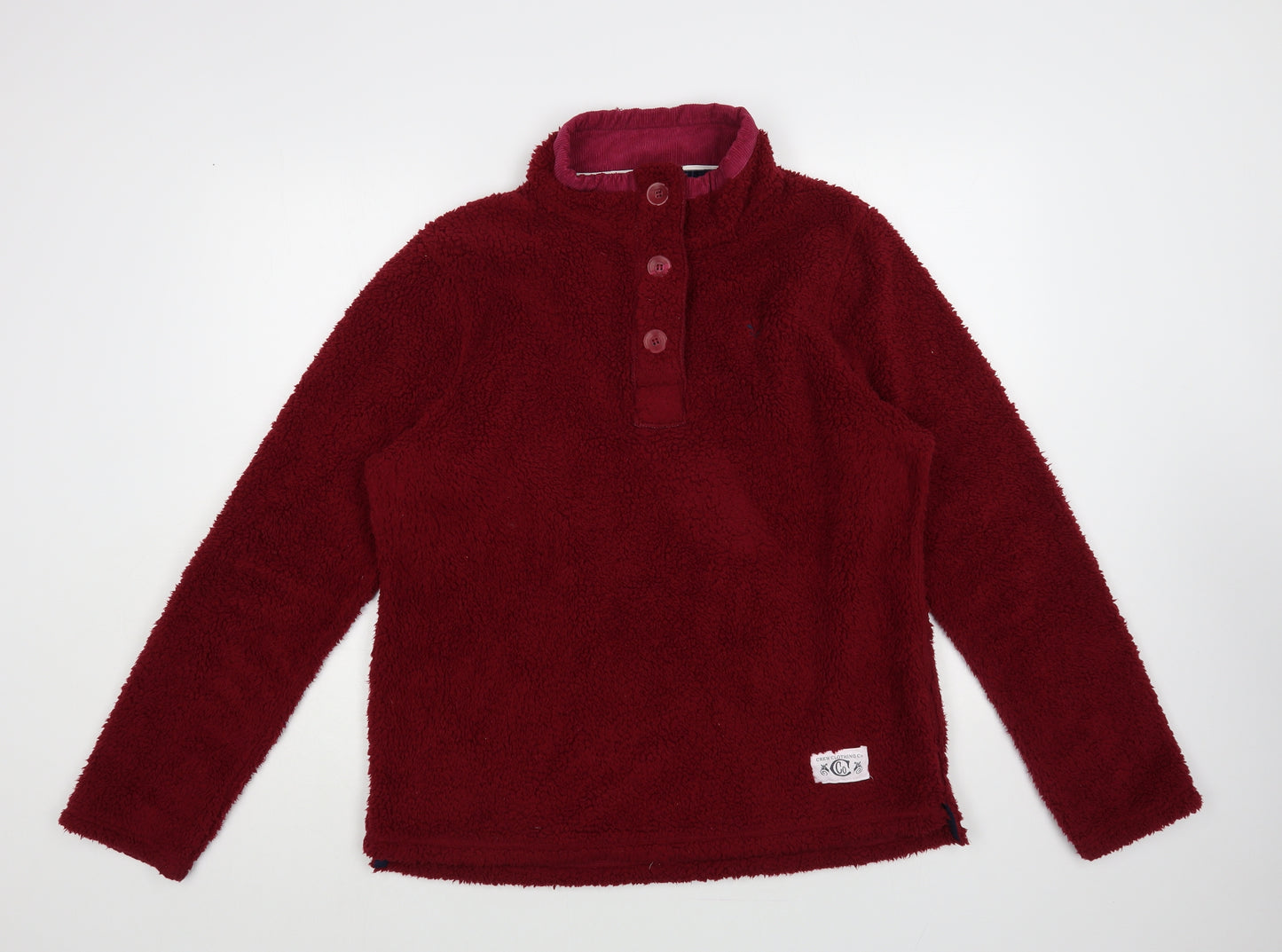 Crew Clothing Womens Red Polyester Pullover Sweatshirt Size 16 Button
