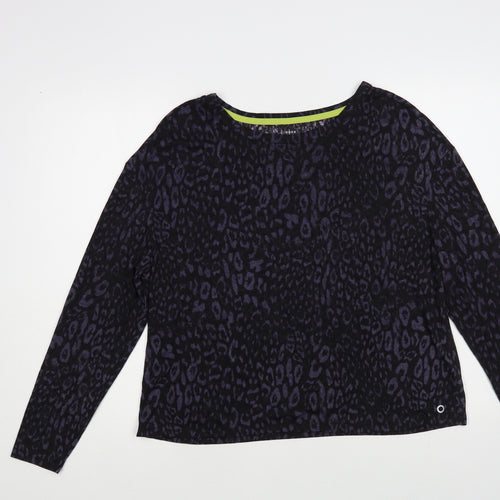 Marks and Spencer Womens Black Animal Print Polyester Basic Blouse Size 18 Boat Neck