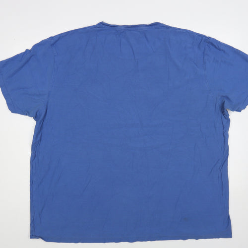 Cherokee Mens Blue Cotton T-Shirt Size 3XL Crew Neck - Palm Trees