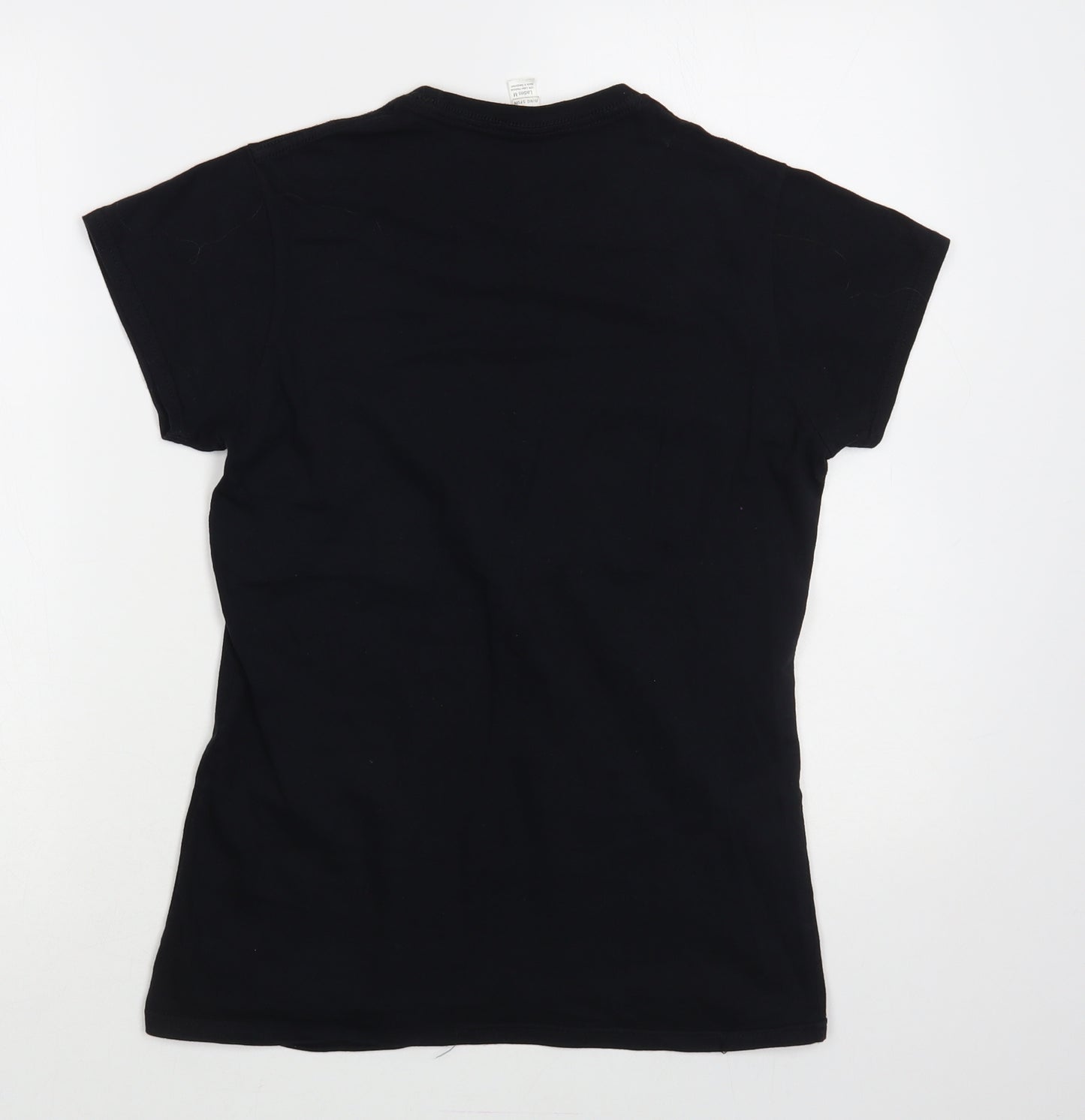 Gildan Womens Black Cotton Basic T-Shirt Size M Crew Neck - Amsterdam