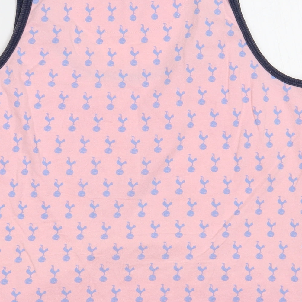 Tottenham Hotspur Womens Pink Geometric Cotton Basic Tank Size 12 Scoop Neck - Spurs