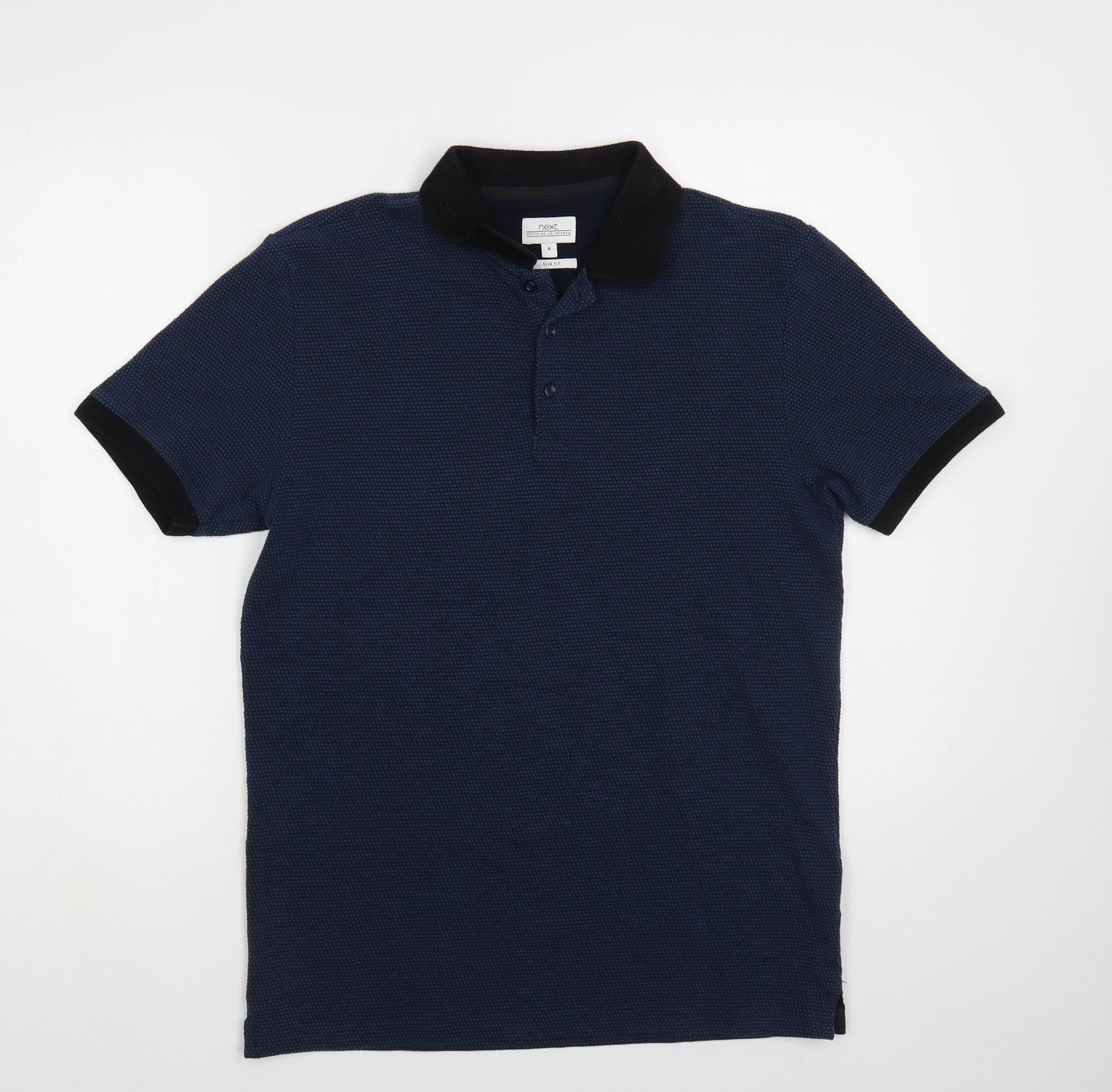 NEXT Mens Blue Cotton Polo Size M Collared Button - Sports