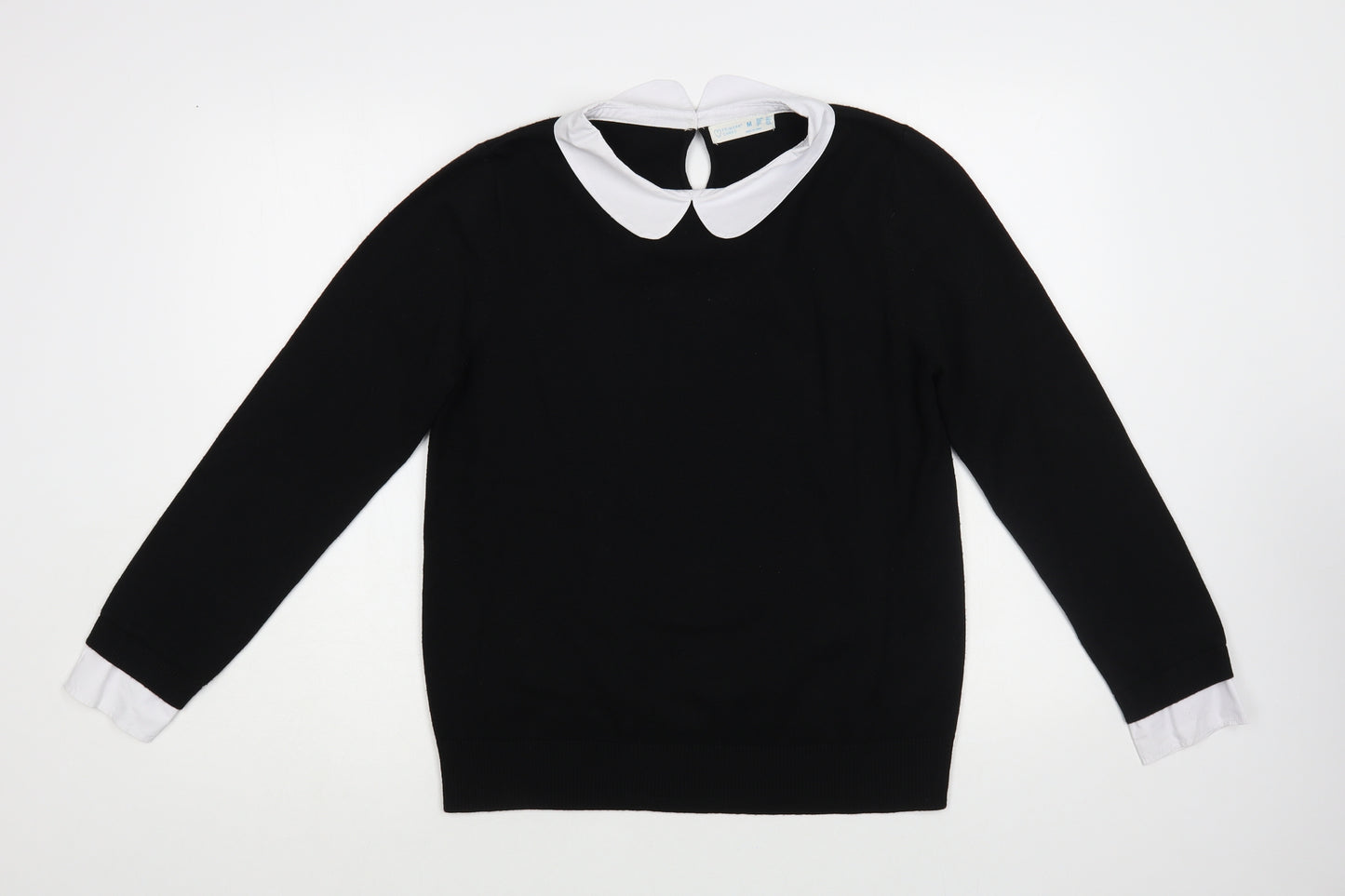Primark Womens Black Collared Viscose Pullover Jumper Size 12