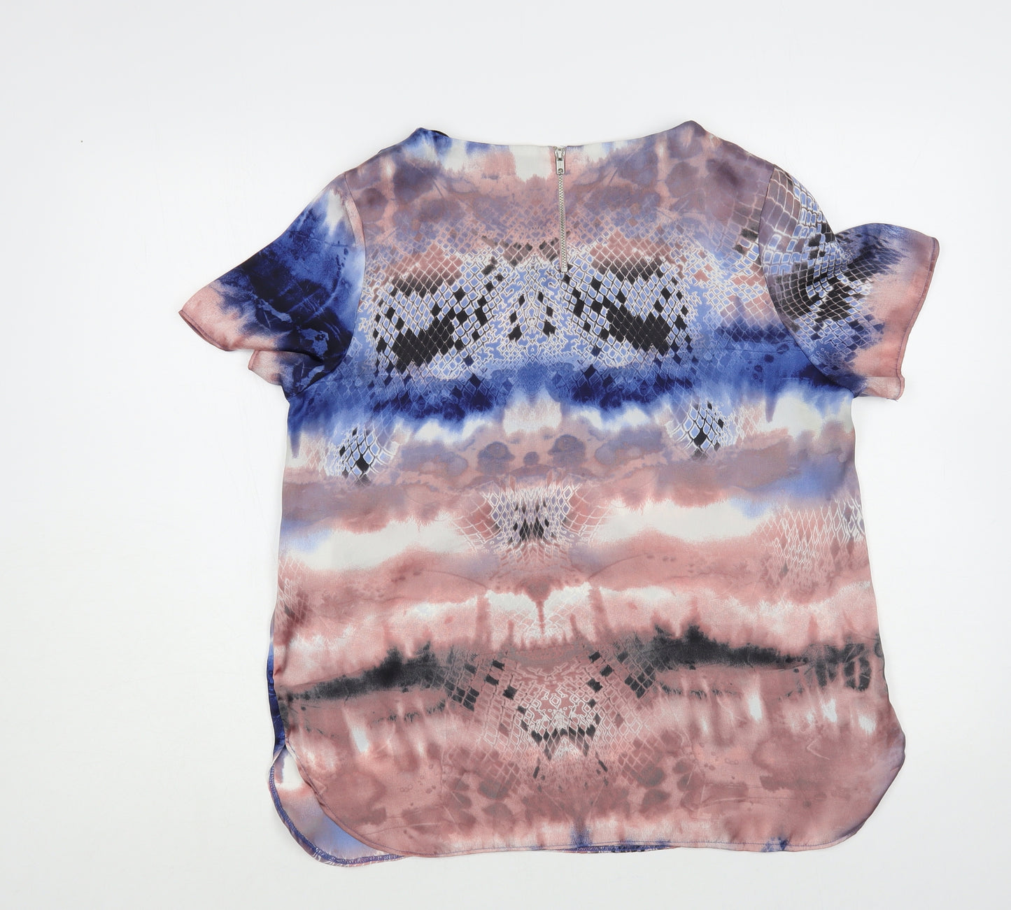 Amphora Womens Multicoloured Geometric Polyester Basic Blouse Size 12 Boat Neck